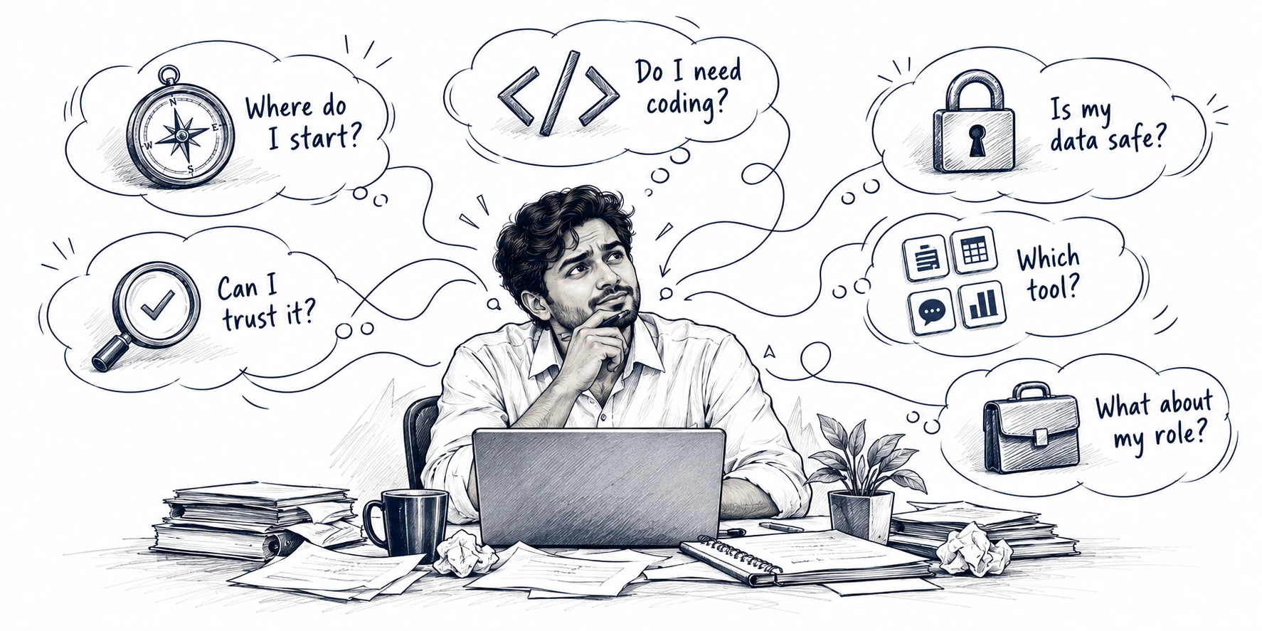 A professional exploring everyday questions about AI